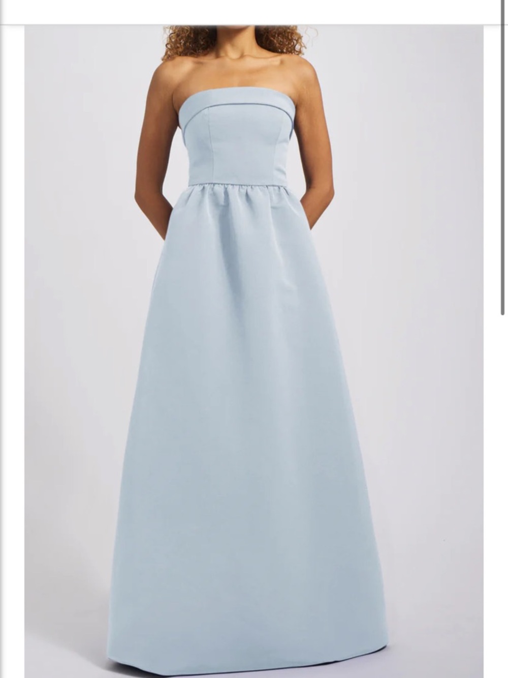 Amsale Rene Color Ice Strapless Light Blue Maxi Gown